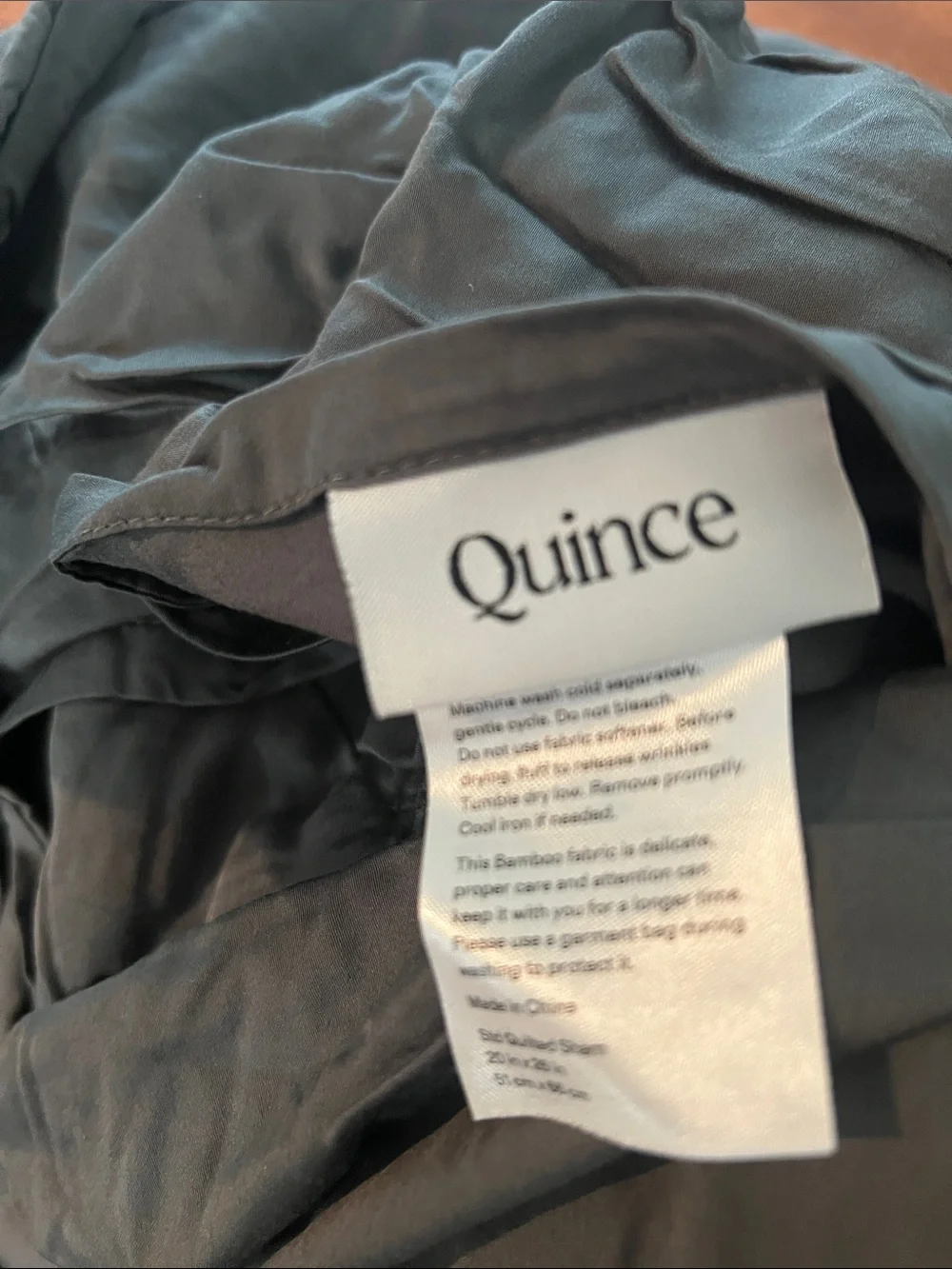 Quince Bamboo Dream Quilted Sham Set in Charcoal, standard 🖤🩶